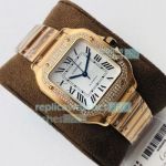 KOR Cartier Santos Rose Gold Diamond Ladies Swiss Replica Watch